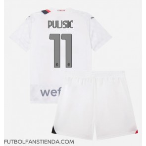 AC Milan Christian Pulisic #11 Segunda Equipación Niños 2023-24 Manga Corta (+ Pantalones cortos)
